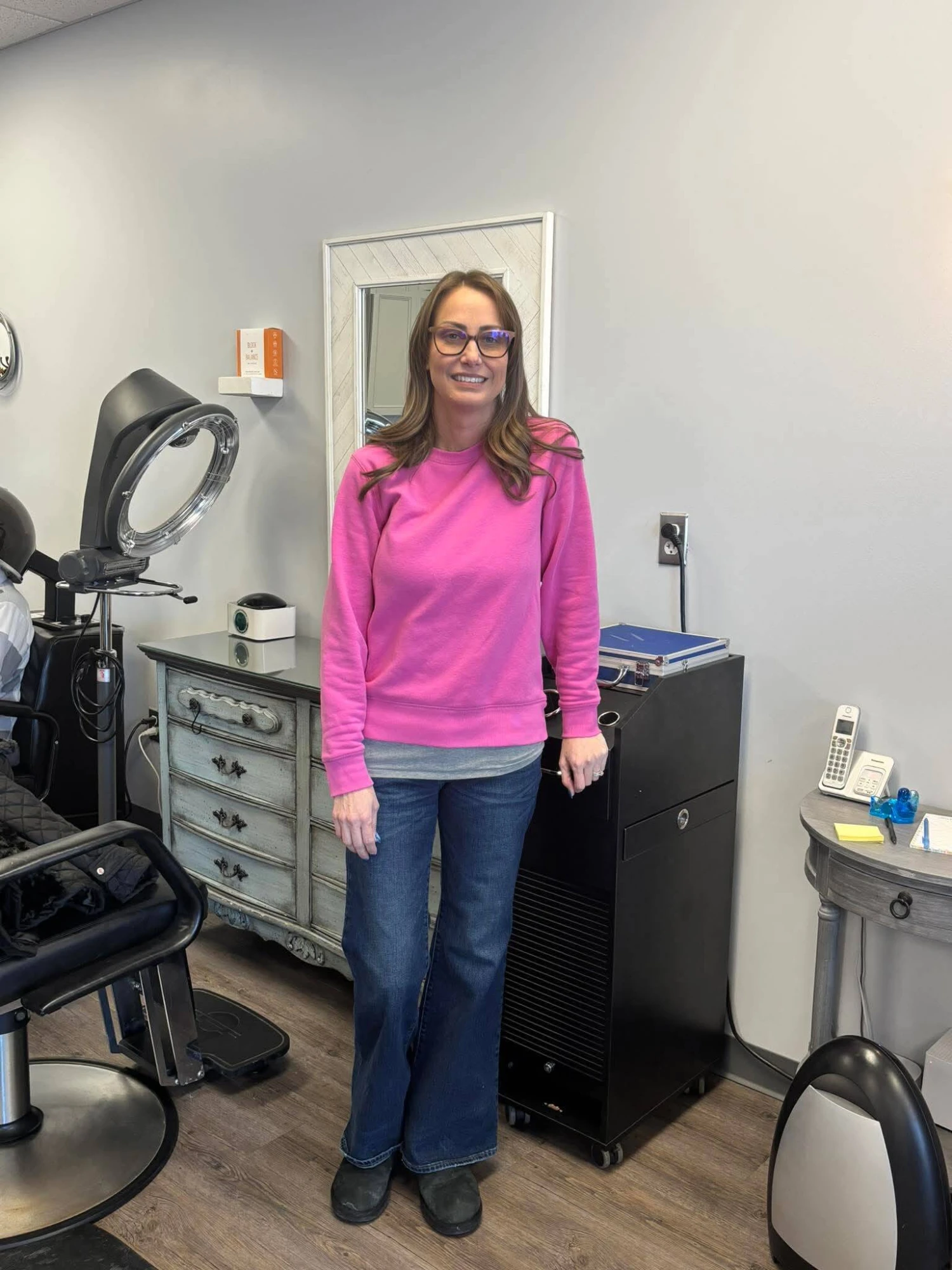 April Pengelly, owner and stylist, in her Dexter studio